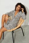 Dorothy Perkins Ivory Khaki Leopard Shirred Cuff Mini Dress thumbnail 1