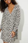 Dorothy Perkins Ivory Khaki Leopard Shirred Cuff Mini Dress thumbnail 4
