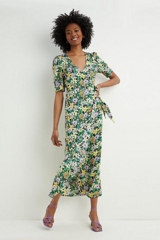 Dorothy Perkins Tall Floral Blouson Sleeve Wrap Dress 2