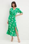 Dorothy Perkins Tall Green Daisy Floral Ruched Waist Midaxi Dress thumbnail 2