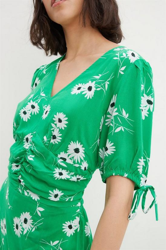 Dorothy Perkins Tall Green Daisy Floral Ruched Waist Midaxi Dress 4