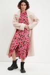 Dorothy Perkins Petite Pink And Green Floral Midi Shirt Dress thumbnail 2