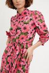 Dorothy Perkins Petite Pink And Green Floral Midi Shirt Dress thumbnail 4