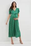 Dorothy Perkins Maternity Green Floral Print Tie Detail Maxi Dress thumbnail 2