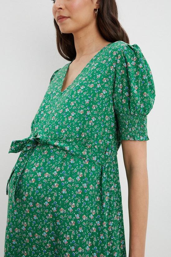 Dorothy Perkins Maternity Green Floral Print Tie Detail Maxi Dress 4