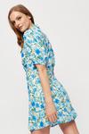 Dorothy Perkins Blue Floral Ruched Front Mini Shirt Dress thumbnail 3
