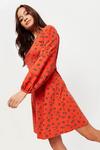 Dorothy Perkins Red Floral Ruched Mini Dress thumbnail 1