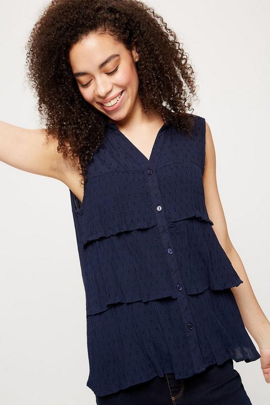Dorothy Perkins Blue Tiered Crinkle Button Through Top 4