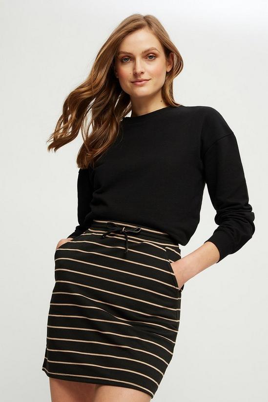 Dorothy Perkins Black Camel Stripe Jersey Mini Skirt 1