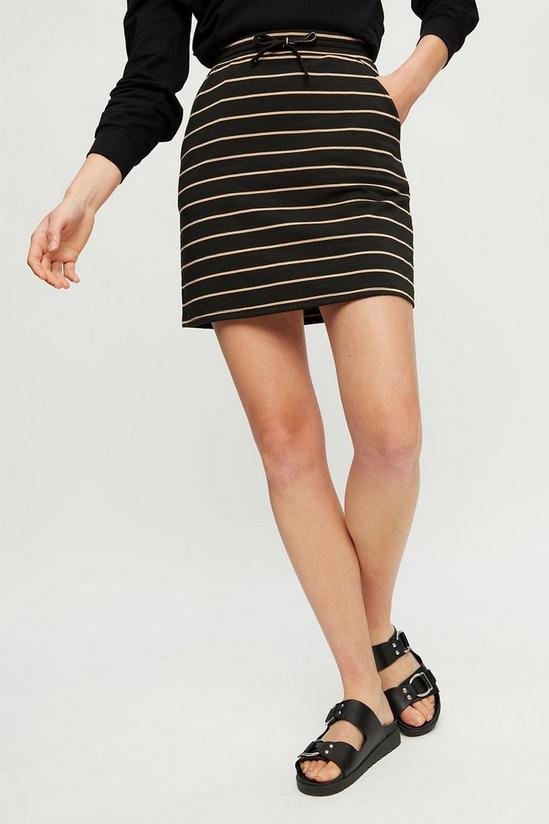 Dorothy Perkins Black Camel Stripe Jersey Mini Skirt 2