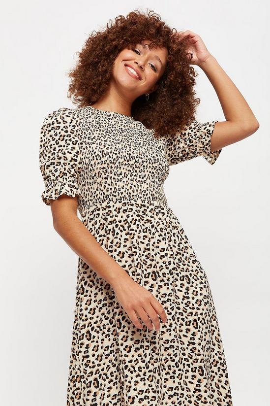 Dorothy Perkins Leopard Shirred Puff Sleeve Midaxi Dress 1