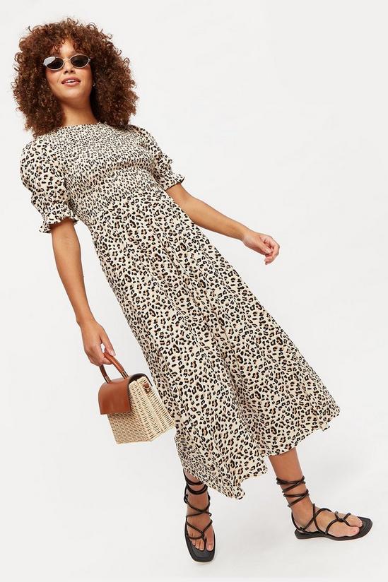 Dorothy Perkins Leopard Shirred Puff Sleeve Midaxi Dress 2