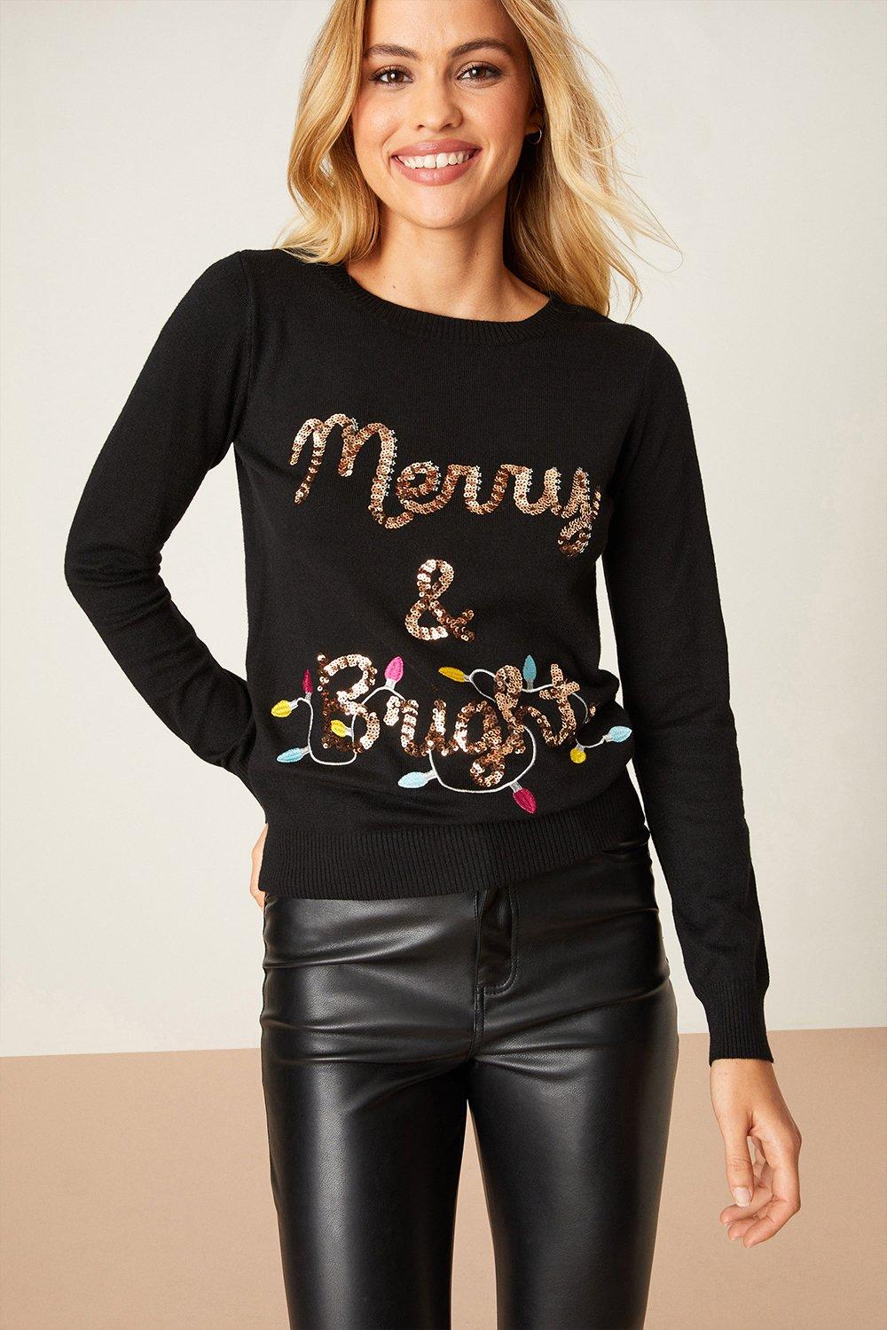 Jumpers Cardigans Merry And Bright Christmas Jumper Dorothy