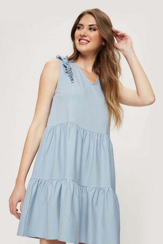 Dorothy Perkins Blue Cotton Ruffle Tiered Mini Dress 1