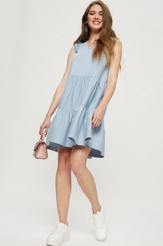 Dorothy Perkins Blue Cotton Ruffle Tiered Mini Dress 2