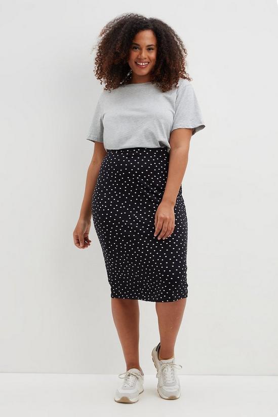 Dorothy Perkins Curve Two Pack Black And Spot Midi Skirt 2
