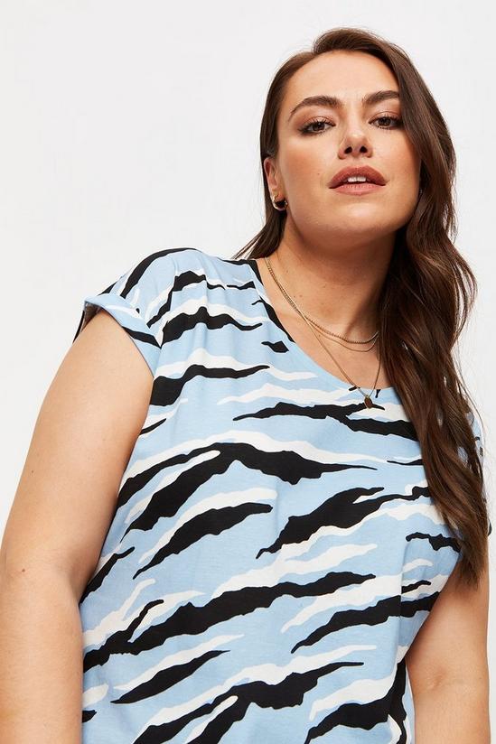 Dorothy Perkins Curve Roll Sleeve Jersey T-shirt Zebra 4