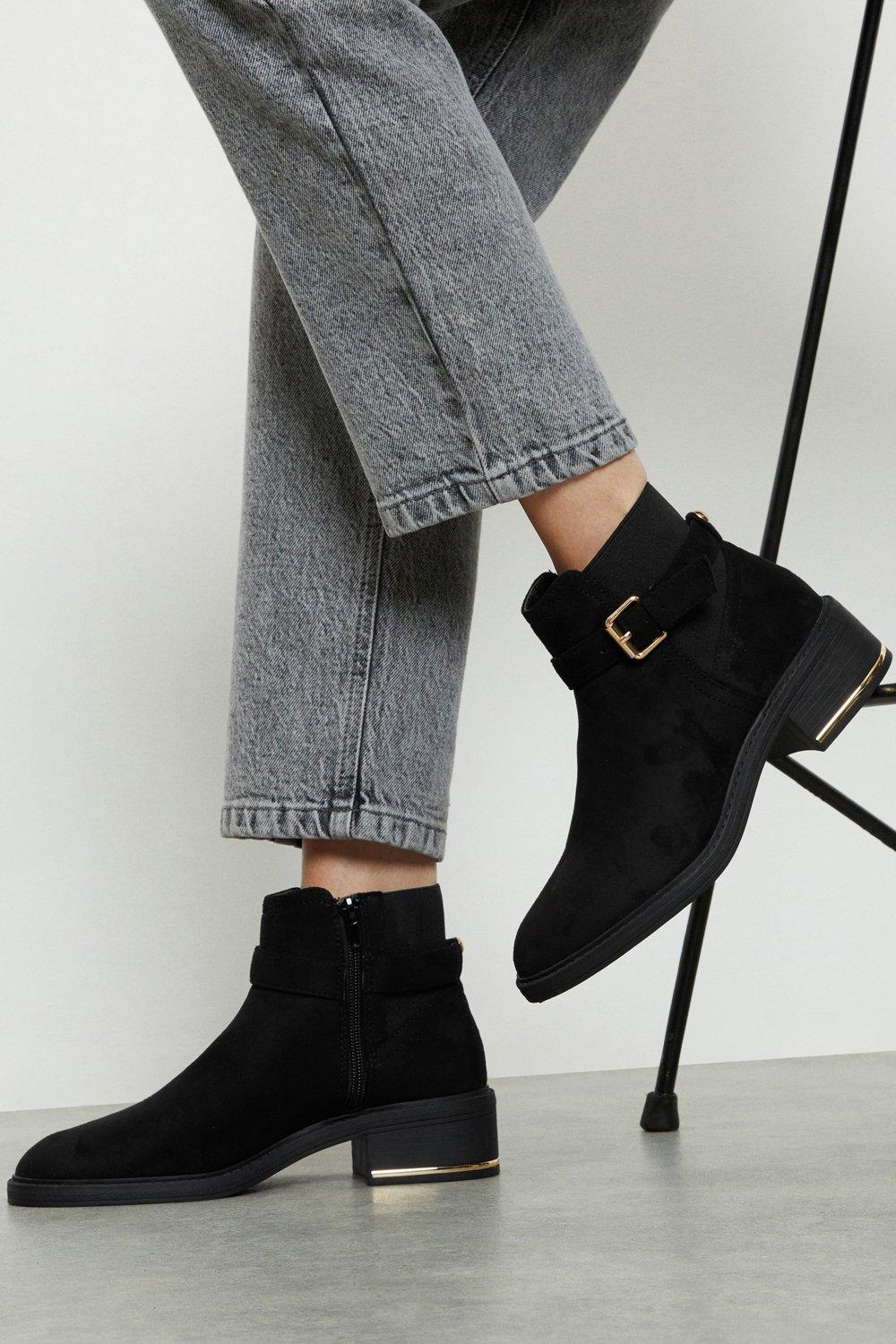 Womens Milly Buckle Detail Ankle Boots