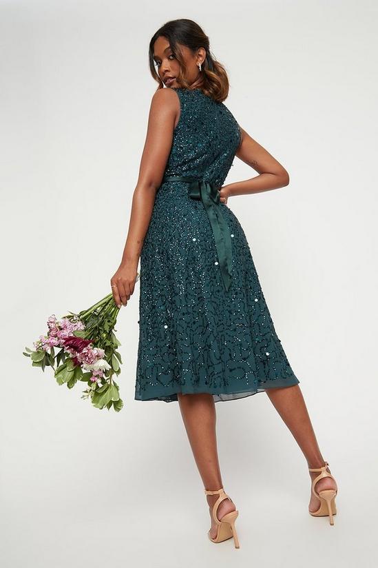Dorothy Perkins Green Vneck Embellished Midi Dress 3