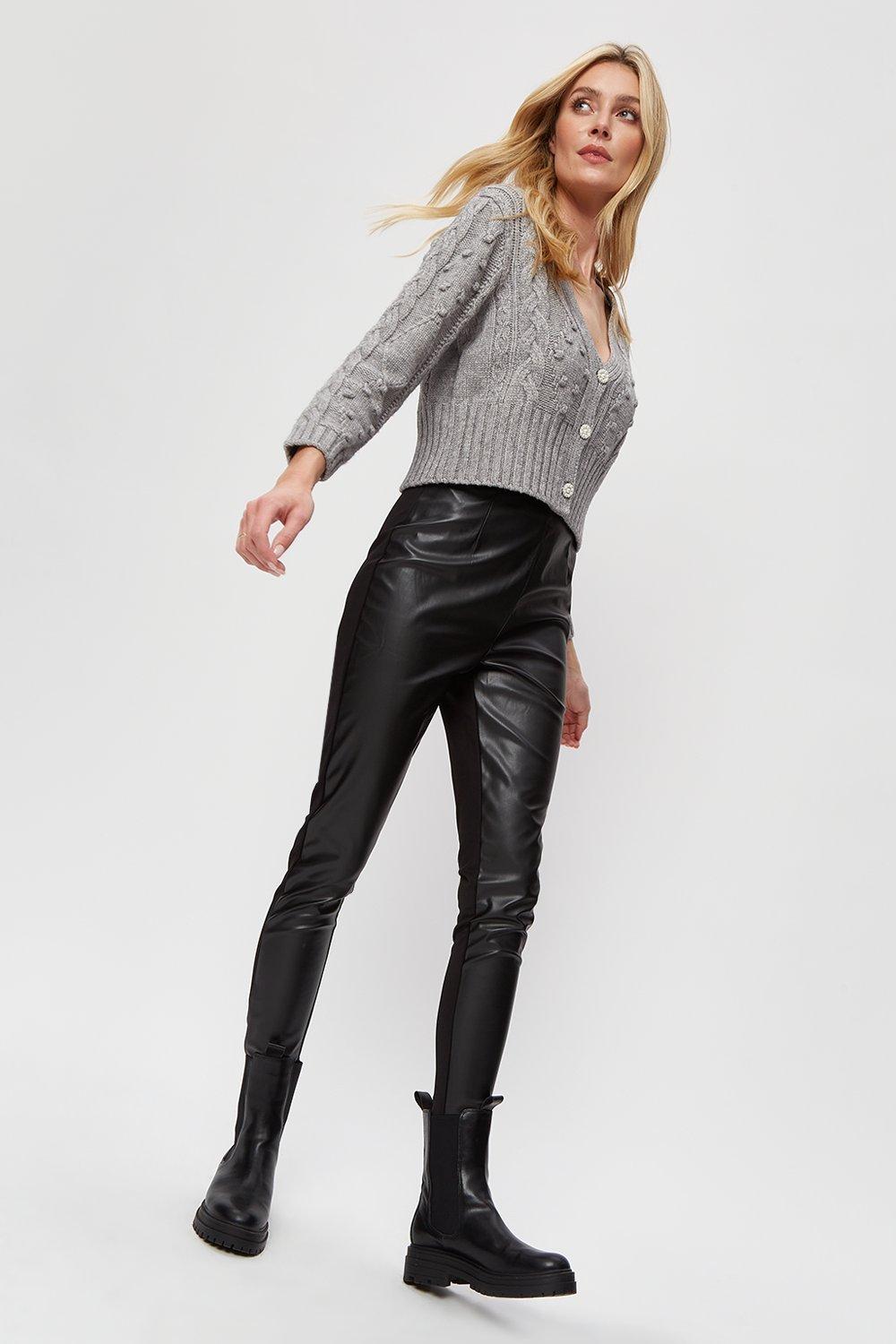 Black faux leather leggings - PULL&BEAR