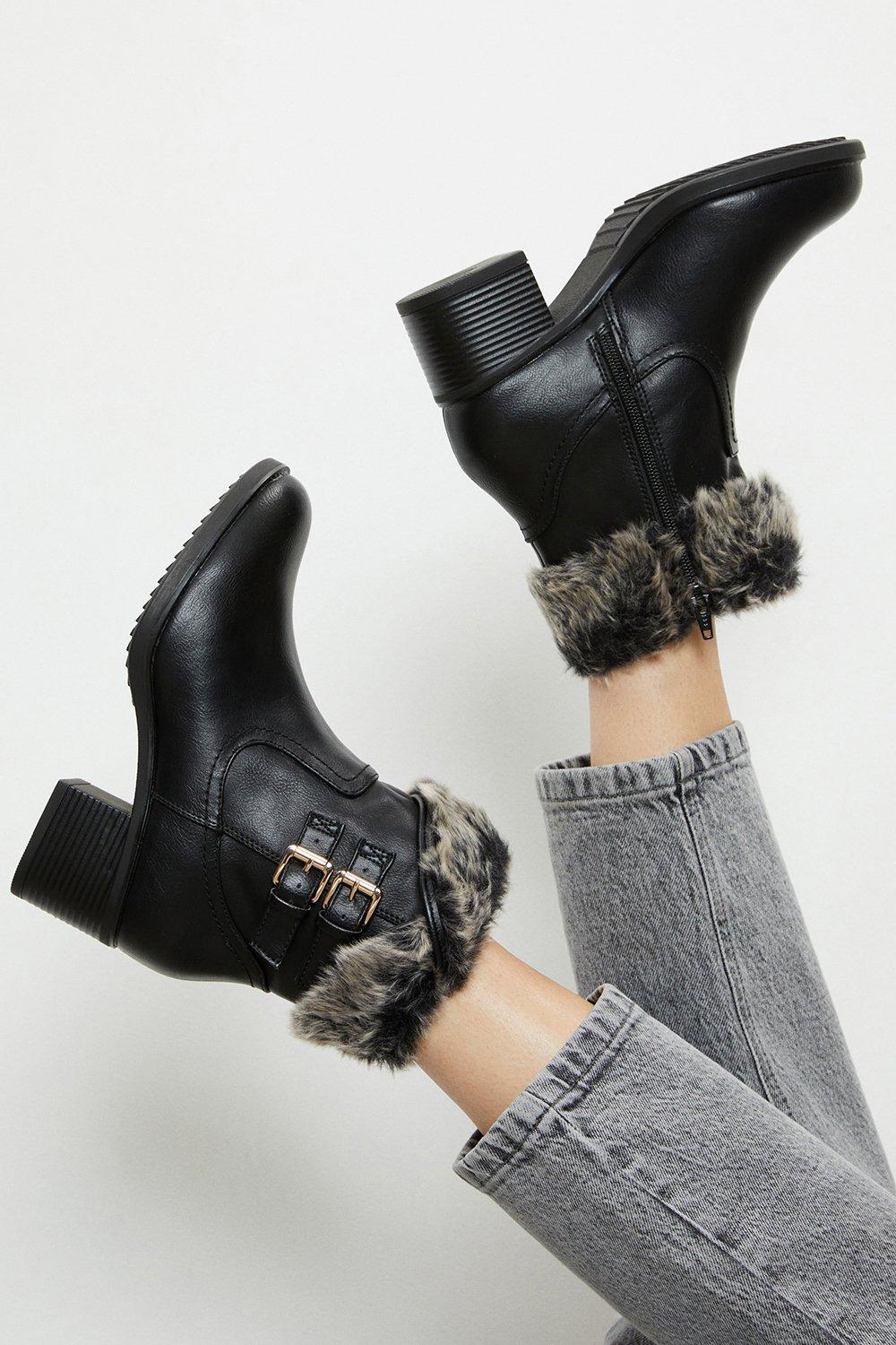 Fur ankle hotsell boots uk