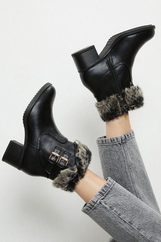 Dorothy Perkins Comfort Wide Fit Marthie Faux Fur Ankle Boots 1