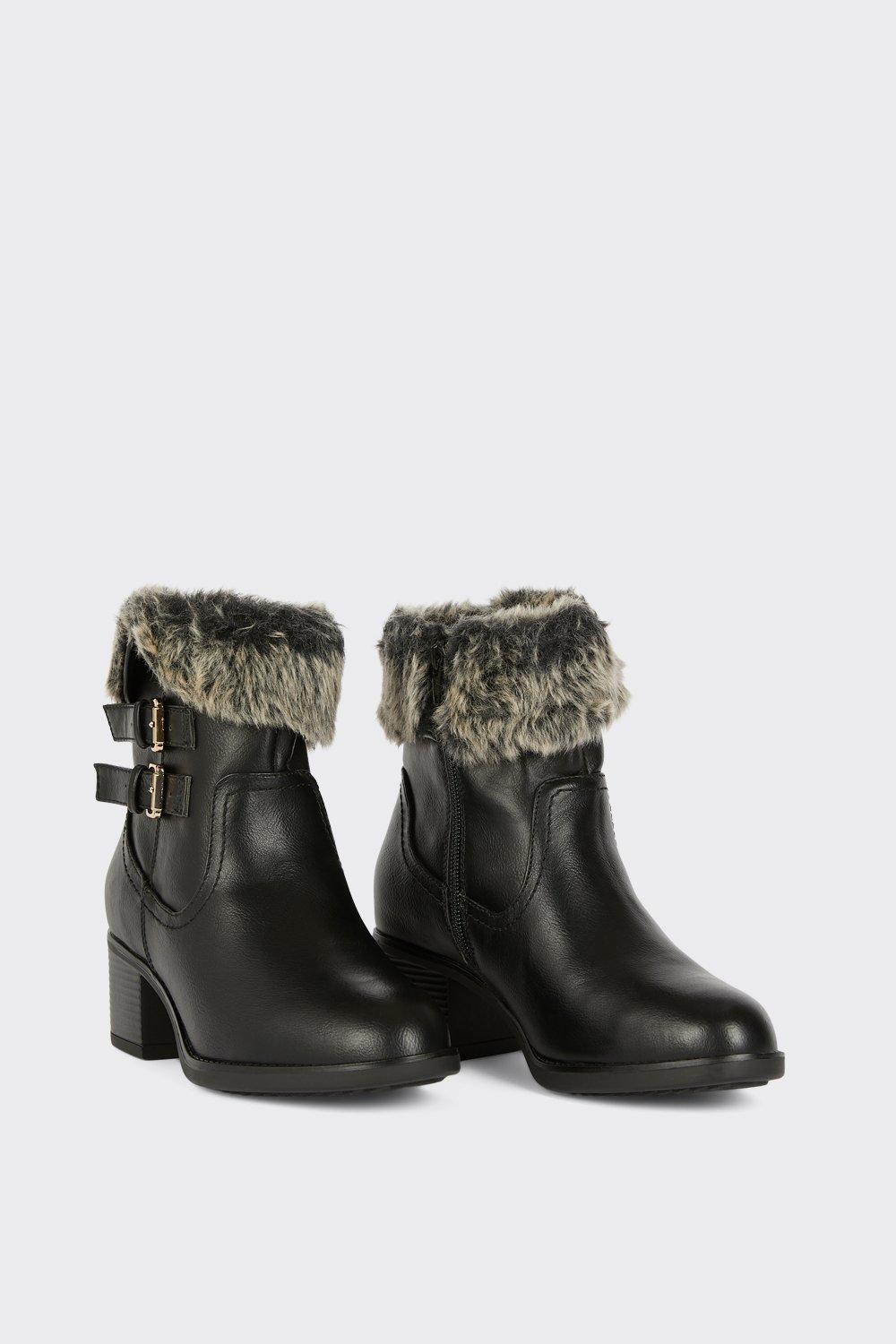 Boots Comfort Wide Fit Marthie Faux Fur Ankle Boots Dorothy