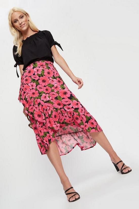 Dorothy Perkins Pink Floral Print Wrap Skirt 1