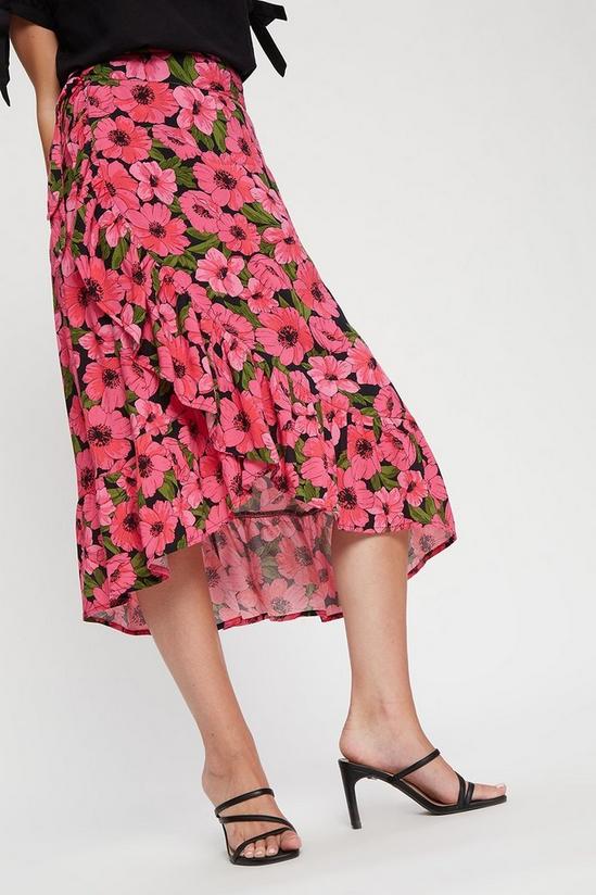 Dorothy Perkins Pink Floral Print Wrap Skirt 2