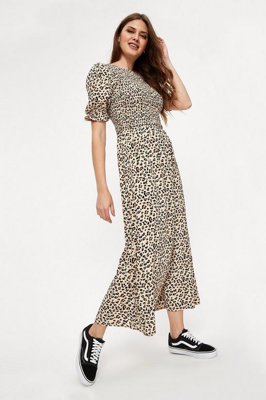 Dorothy Perkins Tall Leopard Print Shirred Body Midi Dress 2