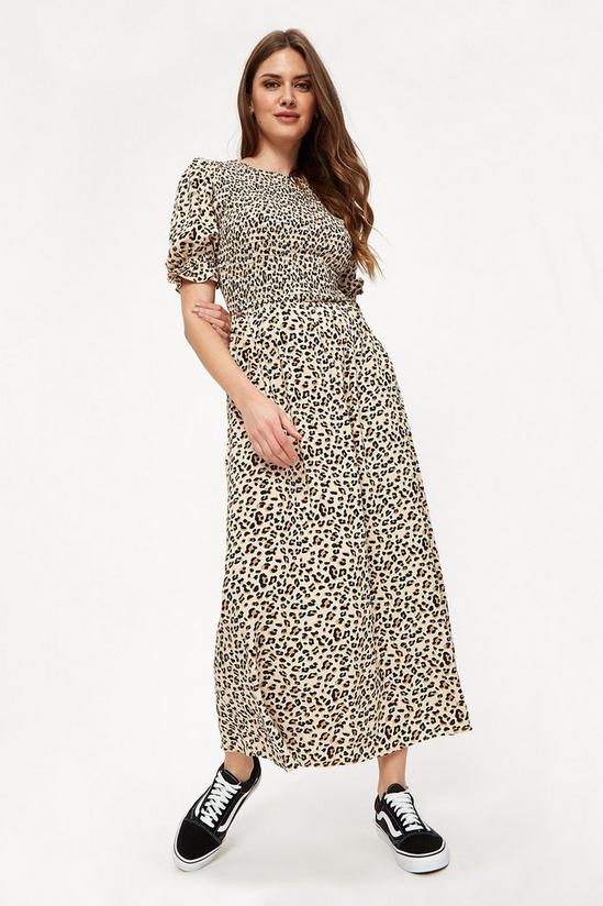Dorothy Perkins Tall Leopard Print Shirred Body Midi Dress 4