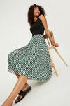 Dorothy Perkins Green Geo Pleated Midi Skirt thumbnail 1
