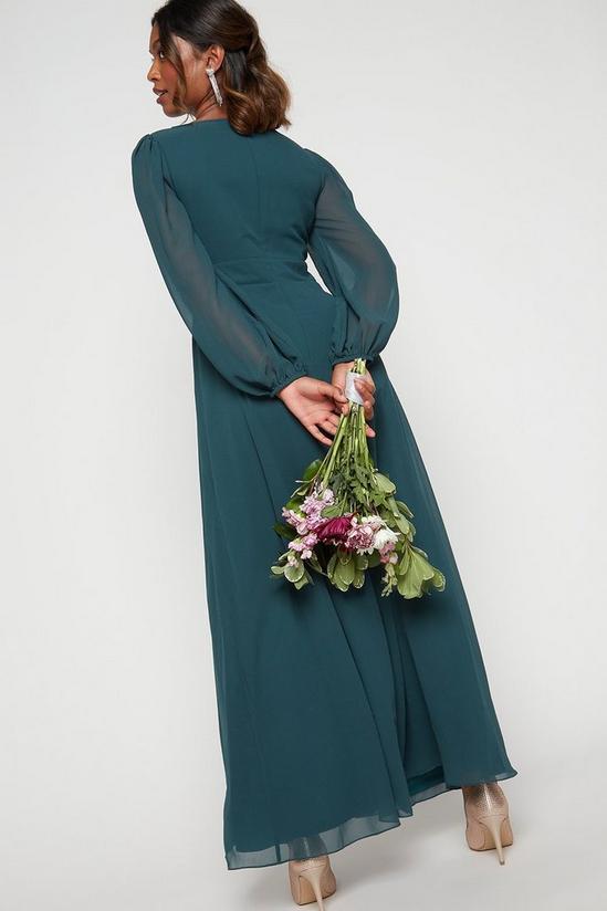 Dorothy Perkins Dark Green Sleeved Chiffon Maxi Dress 3