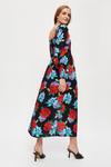 Dorothy Perkins Red  Blue Large Floral Shirred Midaxi Dress thumbnail 3