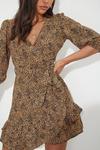 Dorothy Perkins Ditsy Leopard Ruffle Wrap Mini Dress thumbnail 4