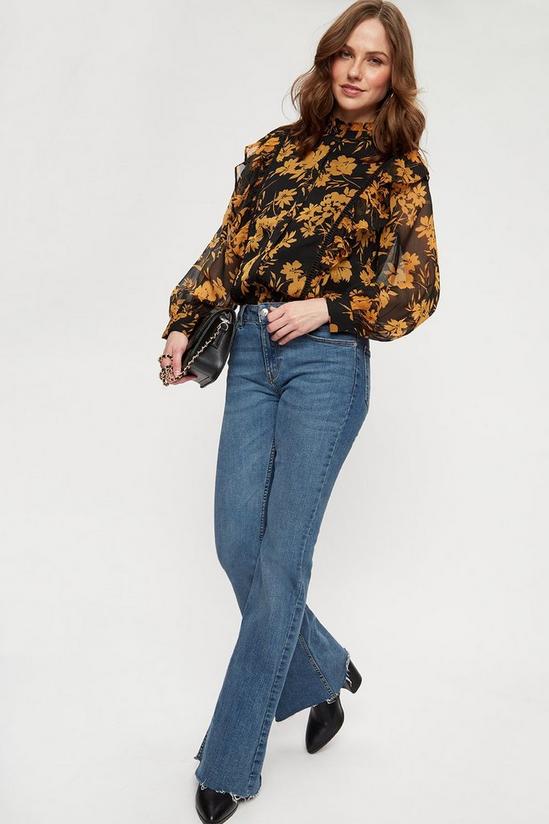 Dorothy Perkins Ochre Floral Print Ruffle Front Blouse 2