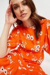 Dorothy Perkins Bright Orange Floral Smock Midi Dress thumbnail 1