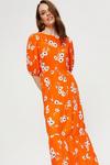 Dorothy Perkins Bright Orange Floral Smock Midi Dress thumbnail 4