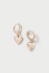 Dorothy Perkins Gold Etched Heart Drop Hoops thumbnail 1