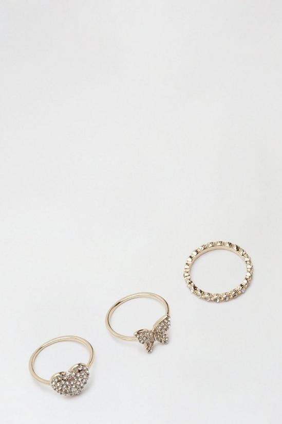 Dorothy Perkins Gold Pave Motif Ring Pack 2