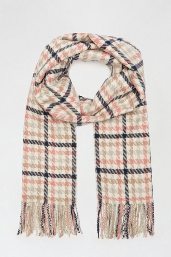 Dorothy Perkins Navy, Pink And Cream Dogtooth Check Scarf 2