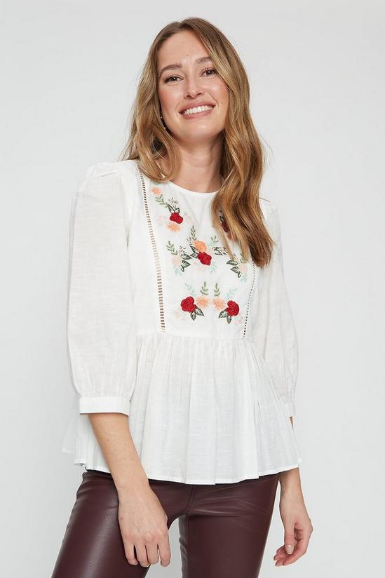Dorothy Perkins Embroidered Volume Sleeve Blouse 1