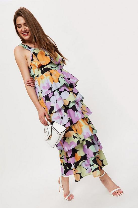Dorothy Perkins Large Scale Fluro Floral Tiered Midaxi Dress 2