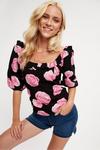 Dorothy Perkins Spaced Rose Print Square Neck Top thumbnail 4