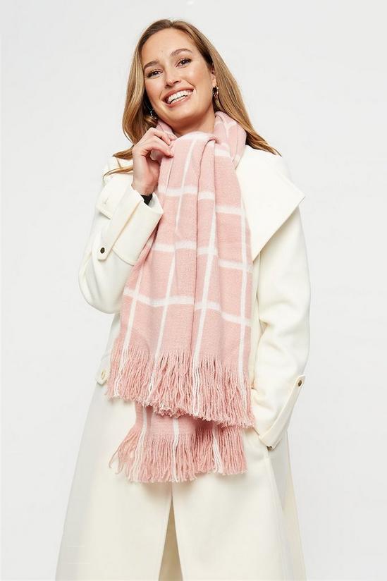 Dorothy Perkins Pink & White Check Blanket Scarf 1