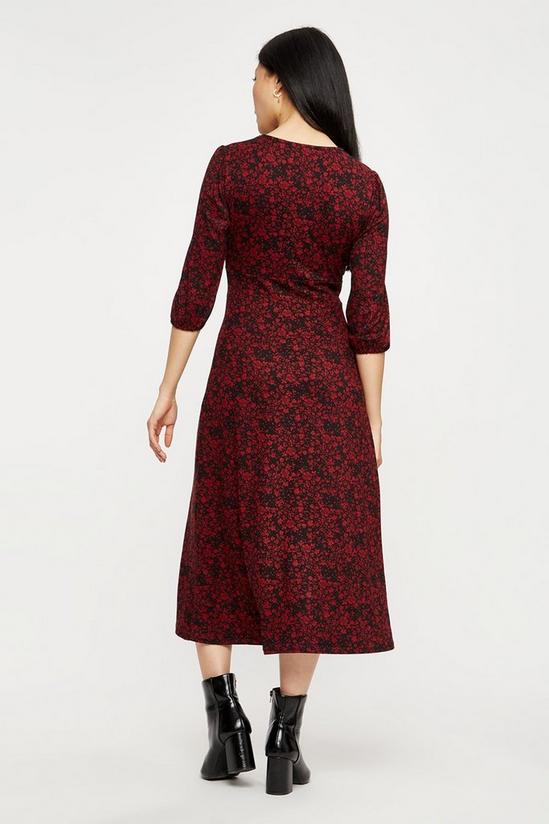 Dorothy Perkins Berry Floral Long Sleeve Midi Dress 3