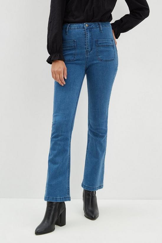 Dorothy Perkins Petite Blue Pocket Front Flare Jeans 4