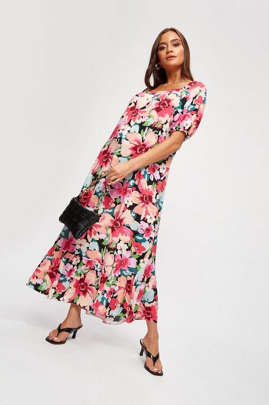 Dorothy Perkins Large Multi Floral Puff Sleeve Midi Dress 2