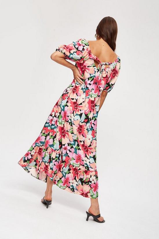 Dorothy Perkins Large Multi Floral Puff Sleeve Midi Dress 3