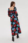 Dorothy Perkins Tall Red Blue Floral Shirred Body Midaxi Dress thumbnail 3